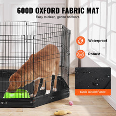 Dog Playpen, 8 Pcs 30"H x 24"W Panels Foldable Metal Pet Exercise Pen, Dog Fence Indoor and Outdoor Pen with Door, 600D Oxford Fabric Bottom Pad, Pet Playpen for Dogs, Cats, Other Small Animals