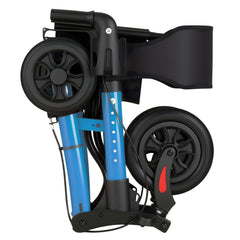 Rollator Walker with Seat for Seniors, Ultra Compact 3-Fold Rolling Walker, Lightweight Aluminum Mobility Walking Aid with PU Solid Wheels, Adjustable Handle, Cup & Cane Holder - Supports 136kg