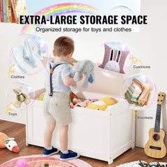 Kids Toy Storage Bench Wooden Toy Box Chest 32.68 x 17.91 x 24.02" White