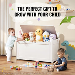 Kids Toy Storage Bench Wooden Toy Box Chest 32.68 x 17.91 x 24.02" White