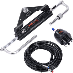 150HP Hydraulic Outboard Steering Kit Boat Marine System, Built-in Two-Way Lock Cylinder, 150HP Pump and High-Strength Nylon Hose for Single Station, Single-Engine use