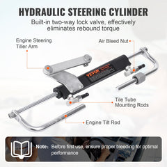 Hydraulic Steering Kit 90HP Hydraulic Outboard Steering Kit with Helm Pump Cylinder Marine Steering System Kit