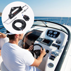 Hydraulic Outboard Steering Kit, 150HP, Marine Boat Hydraulic Steering System, with Helm Pump Two-Way Lock Cylinder and 24 Feet Hydraulic Steering Hose, for Single Station Single-Engine Boats
