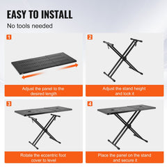 DJ Table Stand, (820-1095)x465 mm Portable DJ Laptop and Controller Stand, Lightweight DJ Desk DJ Booth Adjustable Height DJ Stand, Foldable Double-X Keyboard Stand & Tabletop, Audio Mixer Stand