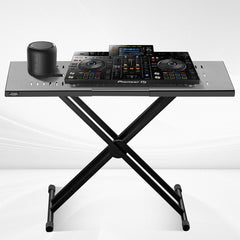 DJ Table Stand, (820-1095)x465 mm Portable DJ Laptop and Controller Stand, Lightweight DJ Desk DJ Booth Adjustable Height DJ Stand, Foldable Double-X Keyboard Stand & Tabletop, Audio Mixer Stand