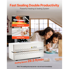 Continuous Sealing Machine, 8-12 mm Seal Width, Automatic Continuous Band Sealer with Digital Temperature Control, Automatic Shutdown, Portable Heat Sealing Machine for 0.06-0.2 mm Plastic Bags