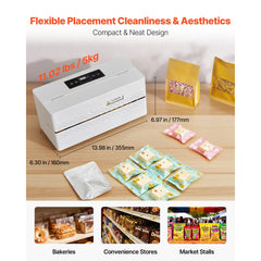 Continuous Sealing Machine, 8-12 mm Seal Width, Automatic Continuous Band Sealer with Digital Temperature Control, Automatic Shutdown, Portable Heat Sealing Machine for 0.06-0.2 mm Plastic Bags