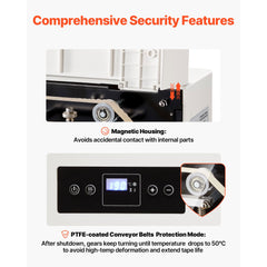 Continuous Sealing Machine, 8-12 mm Seal Width, Automatic Continuous Band Sealer with Digital Temperature Control, Automatic Shutdown, Portable Heat Sealing Machine for 0.06-0.2 mm Plastic Bags