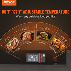Hot Box Food Warmer, 4-Tier Concession Warmer with Water Tray, 4 Pans, Glass Double-door and Adjustable Shelves, Stainless Steel Food Warmer Cabinet, Ideal for Storing Pizza, Chicken, Restaurant
