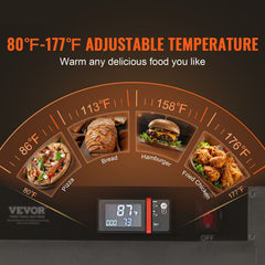Hot Box Food Warmer, 5-Tier Concession Warmer with Water Tray, 5 Pans, Single-door and Adjustable Shelves, Stainless Steel Food Warmer Cabinet, Ideal for Storing Pizza, Chicken, Restaurant