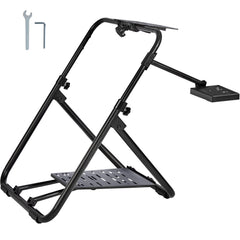 Foldable Racing Steering Wheel Stand, Height Adjustable Universal Base Compatible with Logitech & Thrustmaster Racing Wheel and Pedal, Heavy-duty Frame Standard GT/Formula Seating Portable