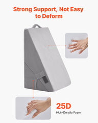 Bed Wedge Pillow for Sleeping, Adjustable Orthopedic Bed Wedge, 25D High-Density Foam Filling & Soft Washable Cover, Post Surgery Pillow for Acid Reflux, Back Pain, Snoring Relief, Light Grey