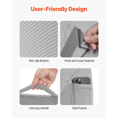 Bed Wedge Pillow for Sleeping, Adjustable Orthopedic Bed Wedge, 25D High-Density Foam Filling & Soft Washable Cover, Post Surgery Pillow for Acid Reflux, Back Pain, Snoring Relief, Light Grey