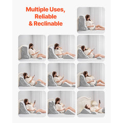 Wedge Pillow for Sleeping, 4 Pcs Adjustable Orthopedic Bed Wedge Set, Support Leg Neck Shoulder, Post Surgery Pillow for Back Pain, Acid Reflux, Snoring Relief, Sitting up in Bed, White/Grey
