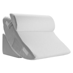 Wedge Pillow for Sleeping, 4 Pcs Adjustable Orthopedic Bed Wedge Set, Support Leg Neck Shoulder, Post Surgery Pillow for Back Pain, Acid Reflux, Snoring Relief, Sitting up in Bed, White/Grey