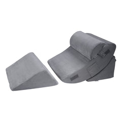 Wedge Pillow for Sleeping, 4 Pcs Adjustable Orthopedic Bed Wedge Set, Support Leg Neck Shoulder, Post Surgery Pillow for Back Pain, Acid Reflux, Snoring Relief, Sitting up in Bed, Dark Grey