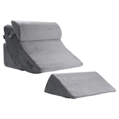 Wedge Pillow for Sleeping, 4 Pcs Adjustable Orthopedic Bed Wedge Set, Support Leg Neck Shoulder, Post Surgery Pillow for Back Pain, Acid Reflux, Snoring Relief, Sitting up in Bed, Dark Grey