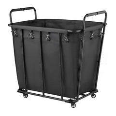 Laundry Cart, Rolling Grocery Utility Cart with Waterproof Liner & Swivel Wheels, 118 KG Large Load Capacity, Heavy Duty Shopping Basket for Laundry, Shopping, Camping, Grocery, Luggage, Black