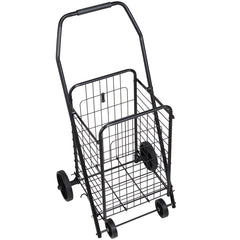 Shopping Cart, Folding Grocery Utility Cart with Swivel Wheels, 40.8 kg Large Load Capacity, Heavy Duty Rolling Laundry Basket Butler for Laundry, Shopping, Camping, Grocery, Luggage, Black