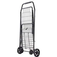 Shopping Cart, Folding Grocery Utility Cart with Swivel Wheels, 40.8 kg Large Load Capacity, Heavy Duty Rolling Laundry Basket Butler for Laundry, Shopping, Camping, Grocery, Luggage, Black