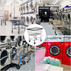 Wire Laundry Cart Wire Laundry Basket 2.8 Bushel Heavy Duty w/ 4'' Wheels