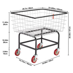 Wire Laundry Cart Wire Laundry Basket 2.8 Bushel Heavy Duty w/ 4'' Wheels