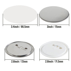 3" 75mm Button Badge Parts Supplies for Button Maker Machine 200 Sets