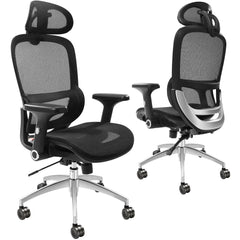 Mesh Office Chair, Adjustable High Back Desk Chair with Mesh Seat, Angle and Height Adjustable Home Office Chair with Lumbar and Head Support, Swivel Computer Task Chair