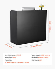 Reception Desk, 1200 x 480 x 1100 mm Rectangular Front Counter Table, Office Reception Counter with Lockable Drawer and Storage Cabinet, for Checkout, Lobby, Beauty Salon and Office, Black