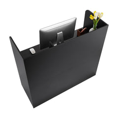 Reception Desk, 1200 x 480 x 1100 mm Rectangular Front Counter Table, Office Reception Counter with Lockable Drawer and Storage Cabinet, for Checkout, Lobby, Beauty Salon and Office, Black