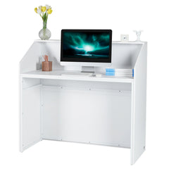 Reception Desk, 1180 x 500 x 1115 mm Rectangular Front Counter Table, Office Reception Desk, Retail Counter and Front Reception Counter, for Checkout, Lobby, Beauty Salon and Office, White