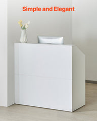 Reception Desk, 1180 x 500 x 1115 mm Rectangular Front Counter Table, Office Reception Desk, Retail Counter and Front Reception Counter, for Checkout, Lobby, Beauty Salon and Office, White
