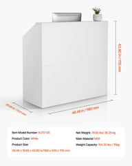 Reception Desk, 1180 x 500 x 1115 mm Rectangular Front Counter Table, Office Reception Desk, Retail Counter and Front Reception Counter, for Checkout, Lobby, Beauty Salon and Office, White
