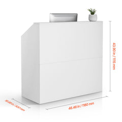 Reception Desk, 1180 x 500 x 1115 mm Rectangular Front Counter Table, Office Reception Desk, Retail Counter and Front Reception Counter, for Checkout, Lobby, Beauty Salon and Office, White