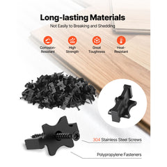 900PCS Hidden Deck Fasteners for Composite Decking Board, Universal Composite T Clips & Plastic Hidden Fasteners with Metal Screws,Polypropylene PP Clips Works with 6.5 mm Gaps, Black