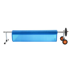 Pool Cover Reel, Aluminum Solar Cover Reel 18 ft, Inground Swimming Pool Cover Reel Set with Rubber Wheels and Sandbags, Fits for 4-18 ft Width Swimming Pools
