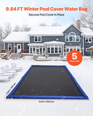 Pool Cover Water Bags, 5 Packs 2560 mm, Double Chamber Pool Cover Water Tubes, 0.4mm Thick PVC Bags Weights with Leakproof Screw Cap, for Inground Swimming-Pool Covers Winter Closing, Blue
