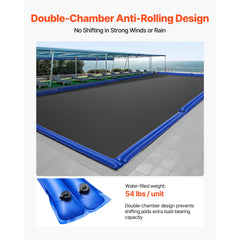 Pool Cover Water Bags, 5 Packs 2560 mm, Double Chamber Pool Cover Water Tubes, 0.4mm Thick PVC Bags Weights with Leakproof Screw Cap, for Inground Swimming-Pool Covers Winter Closing, Blue