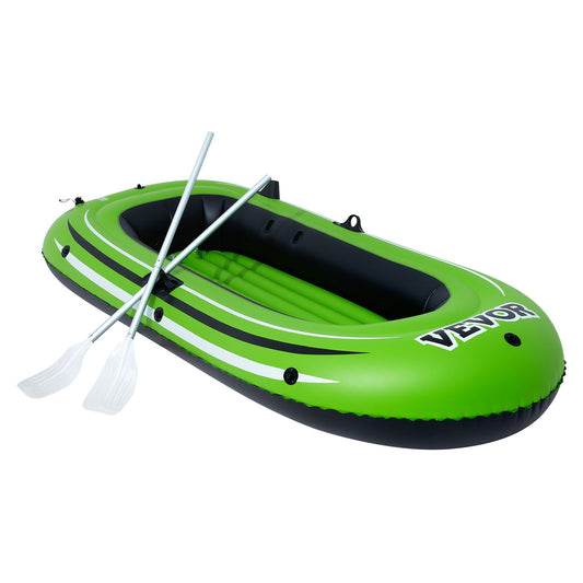 VEVOR Inflatable Boat, 2-Person Inflatable Fishing Boat, Strong PVC Portable Boat Raft Kayak, Includes 1158 mm Aluminum Oars, High-Output Pump and Fishing Rod Holders, 227 kg Capacity for Adults, Kids