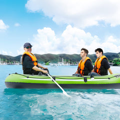 VEVOR Inflatable Boat, 5-Person Inflatable Fishing Boat, PVC Portable Boat Raft Kayak, 1158 mm Aluminum Oars, High-Output Pump, Fishing Rod Holders, and 2 Seats, 1100 lb Capacity for Adults, Kids