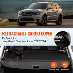 Retractable Cargo Cover for Jeep Grand Cherokee 2 Row 2022-2024 OEM Design