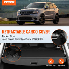 Retractable Cargo Cover for Jeep Grand Cherokee 2 Row 2022-2024 OEM Design