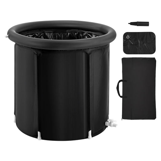 Ice Bath Tub, 80 cm Long Cold Water Therapy Plunge Tub for Athletes, Portable Outdoor Ice Barrel Plunge Pool for Recovery, 341L Inflatable Folding Bathtub with Cover, Home Ice Pod for Adult