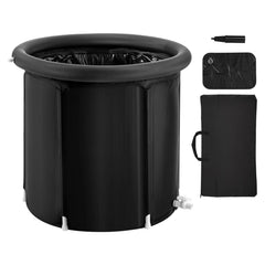 Ice Bath Tub, 80 cm Long Cold Water Therapy Plunge Tub for Athletes, Portable Outdoor Ice Barrel Plunge Pool for Recovery, 341L Inflatable Folding Bathtub with Cover, Home Ice Pod for Adult