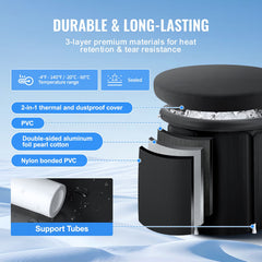 Ice Bath Tub, 80 cm Long Cold Water Therapy Plunge Tub for Athletes, Portable Outdoor Ice Barrel Plunge Pool for Recovery, 341L Inflatable Folding Bathtub with Cover, Home Ice Pod for Adult