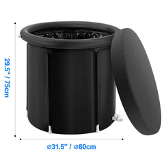 Ice Bath Tub, 80 cm Long Cold Water Therapy Plunge Tub for Athletes, Portable Outdoor Ice Barrel Plunge Pool for Recovery, 341L Inflatable Folding Bathtub with Cover, Home Ice Pod for Adult
