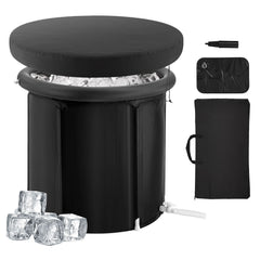 Ice Bath Tub, 80 cm Long Cold Water Therapy Plunge Tub for Athletes, Portable Outdoor Ice Barrel Plunge Pool for Recovery, 341L Inflatable Folding Bathtub with Cover, Home Ice Pod for Adult