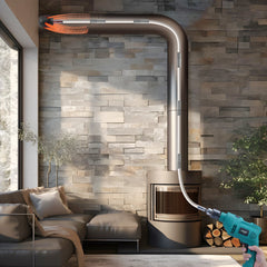 10 m Chimney Sweep Kit, w/ 10 Reinforced Nylon Flexible Rods, Ergonomic Chimney Cleaning Brush, 360-Degree Brush Chimney Cleaner, Rich Accessories for Fireplace Flue Home Use Fits most Pipes