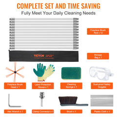 12 m Chimney Sweep Kit, w/ 12 Reinforced Nylon Flexible Rods, Ergonomic Chimney Cleaning Brush, 360-Degree Brush Chimney Cleaner, Rich Accessories for Fireplace Flue Home Use Fits most Pipes