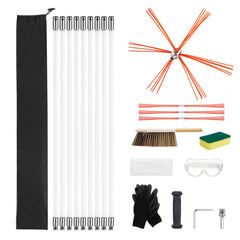 Chimney Sweep Kit, 9m Maximum Extendable Length Chimney Sweep, Chimneys Cleaning Kit with Bristle Replacements & Goggles, 90° Bendable Fireplace Cleaning Tool, for Square, Rectangle Chimneys